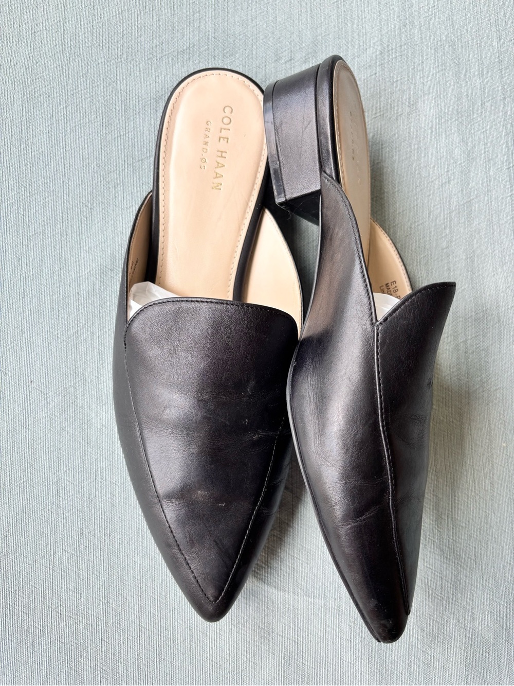Cole Haan Black Leather Pointed Mule Flats 8 B